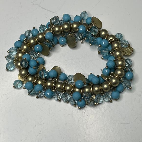 Set of beaded bracelets stretch easy on and off white green blue peachy pink - Picture 12 of 16